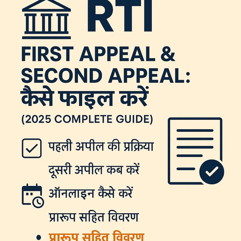 RTI First Appeal & Second Appeal filing process infographic Hindi 2025
